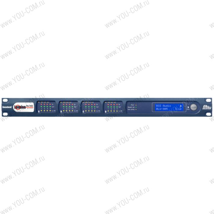 Аудиоматрица (шасси) [BSSBLU805M-EK] BSS [BLU-805] установка до 4 карт вх./вых.(Phoenix, +48V).AVB и BLU link (2xRJ45) / EN 54-16. RS232. Цифр.вх./вых.(AES/EBU и S/PDIF), 256 CH. GPIO: 12x6. ПО HiQnet™ (Ethernet Cntrl). 1U.