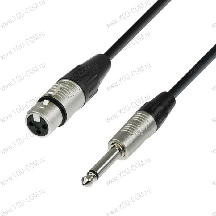 Кабель микрофонный, REAN XLR (F) - TRS (jack) 6,3 mm mono, 0.22 мм², длина 1,5 м, цвет черный