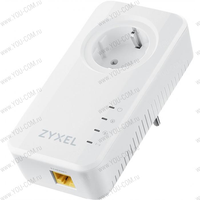 Комплект из двух Powerline адаптеров Zyxel PLA6457 со встроенной розеткой, G.hn Wave 2 (до 2400 Мбит/с), 1xLAN GE