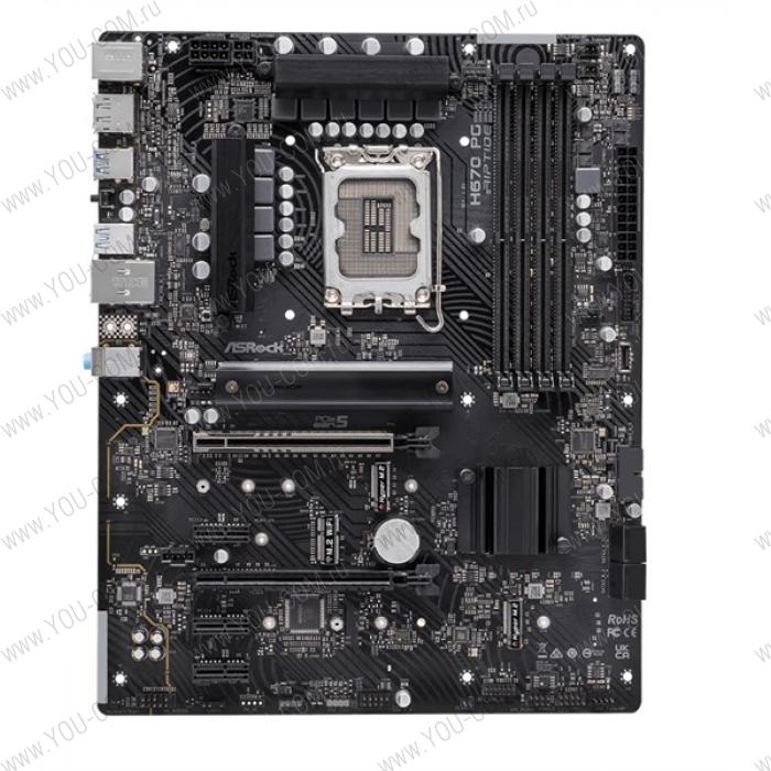 Материнская плата ASROCK H670 PG RIPTIDE, LGA1700, H670, 4*DDR4, DP+HDMI, 4xSATA3 6.0, M.2 Socket, RAID, 4xUSB 3.2, Type-C, 2xUSB 2.0, ATX; 90-MXBHC0-A0UAYZ