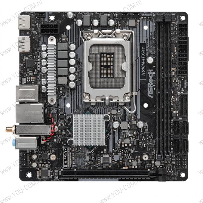 Материнская плата ASROCK H610M-ITX/AC, LGA1700, H610, 2*DDR4, DP+HDMI, 4xSATA3 6.0, M.2 Socket, 2xUSB 3.2, 2xUSB 2.0, mITX; 90-MXBHL0-A0UAYZ