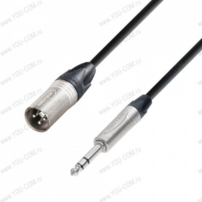 Кабель микрофонный Neutrik XLR (M) - TRS (jack) 6.3 mm stereo, длина 1,5 м