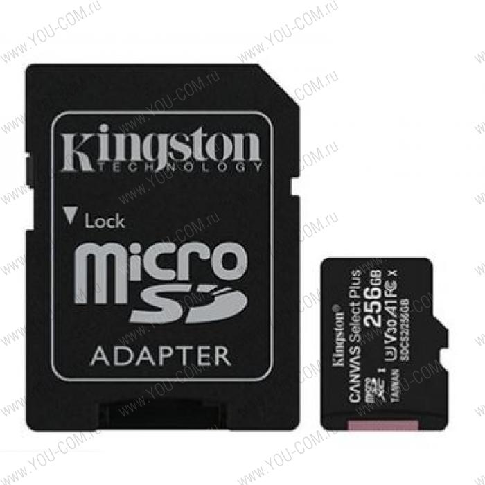 Носитель информации Kingston Micro Secure Digital Flash Card 256GB microSDXC Canvas Select Plus 100R A1 C10 Card + ADP