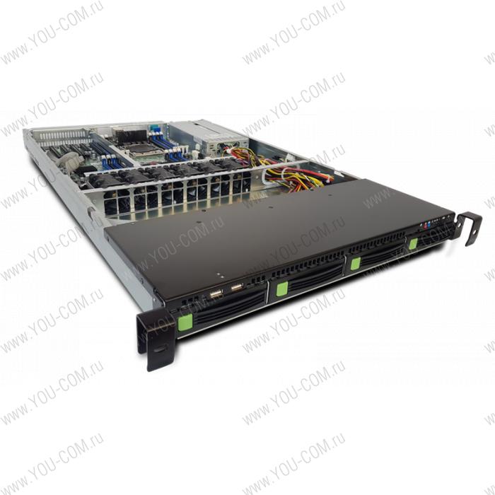 Серверная платформа Rikor 1U Server RP6104 noCPU(2)2nd GenScalable HS/TDP 150W/no DIMM(16)/HDD(4)LFF/2x1Gbe/1xFH/1xM.2 NWMe, 1xM.2 SATA /2x1200W/МПТ