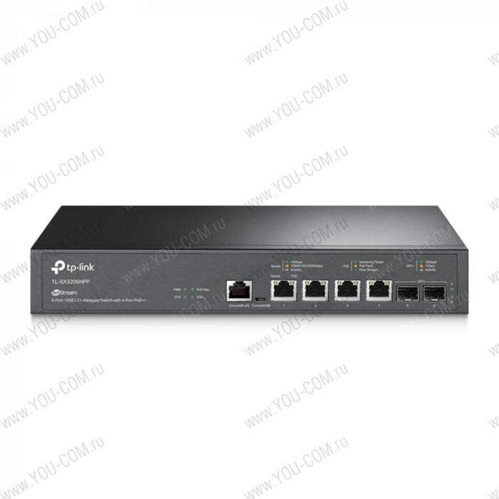 Управляемый коммутатор TP-Link TL-SX3206HPP PoE omada JetStream мультигигабитный 8-портовый (4 x RJ45 10 Gbps + 2 x SFP+ 10 Gbps)