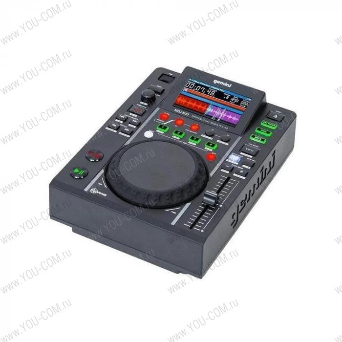 Медиа проигрыватель Gemini [MDJ-500] DJ медиапроигрыватель с возможностью воспроизведения с USB-накопителей; 24 бит/192 кГц; 4,3" цветной дисплей; USB вход
