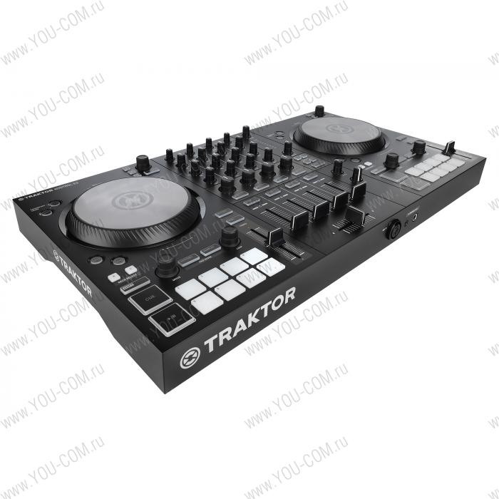 DJ контроллер [26660] Native Instruments [Traktor Kontrol S3] 4-х канальный, для Traktor Pro/DJ, 16 RGB пэдов, аудио интерфейс 24бит/96кГц, 2-х канальный микшер, 2 линейных входа RCA, микрофонный вход, 2x XLR выхода, 2x1/4" выхода, выход на наушники