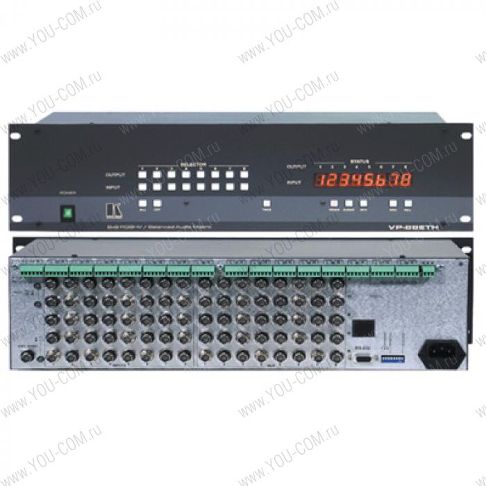 Матричный коммутатор 6x6 компонентного видео RGBHV и стерео аудио; 300 МГц, балансное аудио