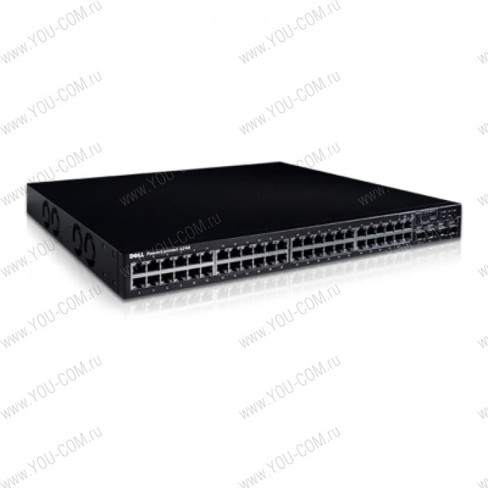 Коммутатор Dell PowerConnect 6248, 48Port Managed Layer 3 Switch, 10Gigabit Ethernet and Stacking capable, No Redundant Power Supply selected, Lifetime Limited Hardware Warranty
