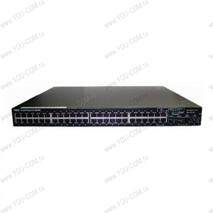 Коммутатор Dell PowerConnect 6248P, 48Port Managed Layer 3 Switch with PoE support, 10Gigabit Ethernet and Stacking capable, No Redundant Power Supply selected, Lifetime Limited Hardware Warranty