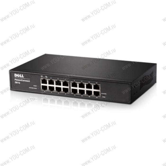 Dell PowerConnect 2816 Web-Managed Switch, 16GbE Ports, Power Cord, Life time warranty